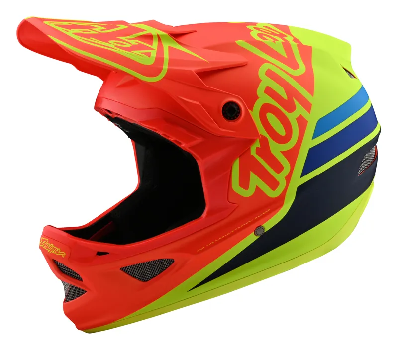 Troy Lee Designs D3 Fiberlite Full Face Helmet Silhouette Orange/Yellow 